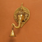 Brass Ganesha Bell On Leaf Wall Hanging (7.5 Inch) Vedansh Craft