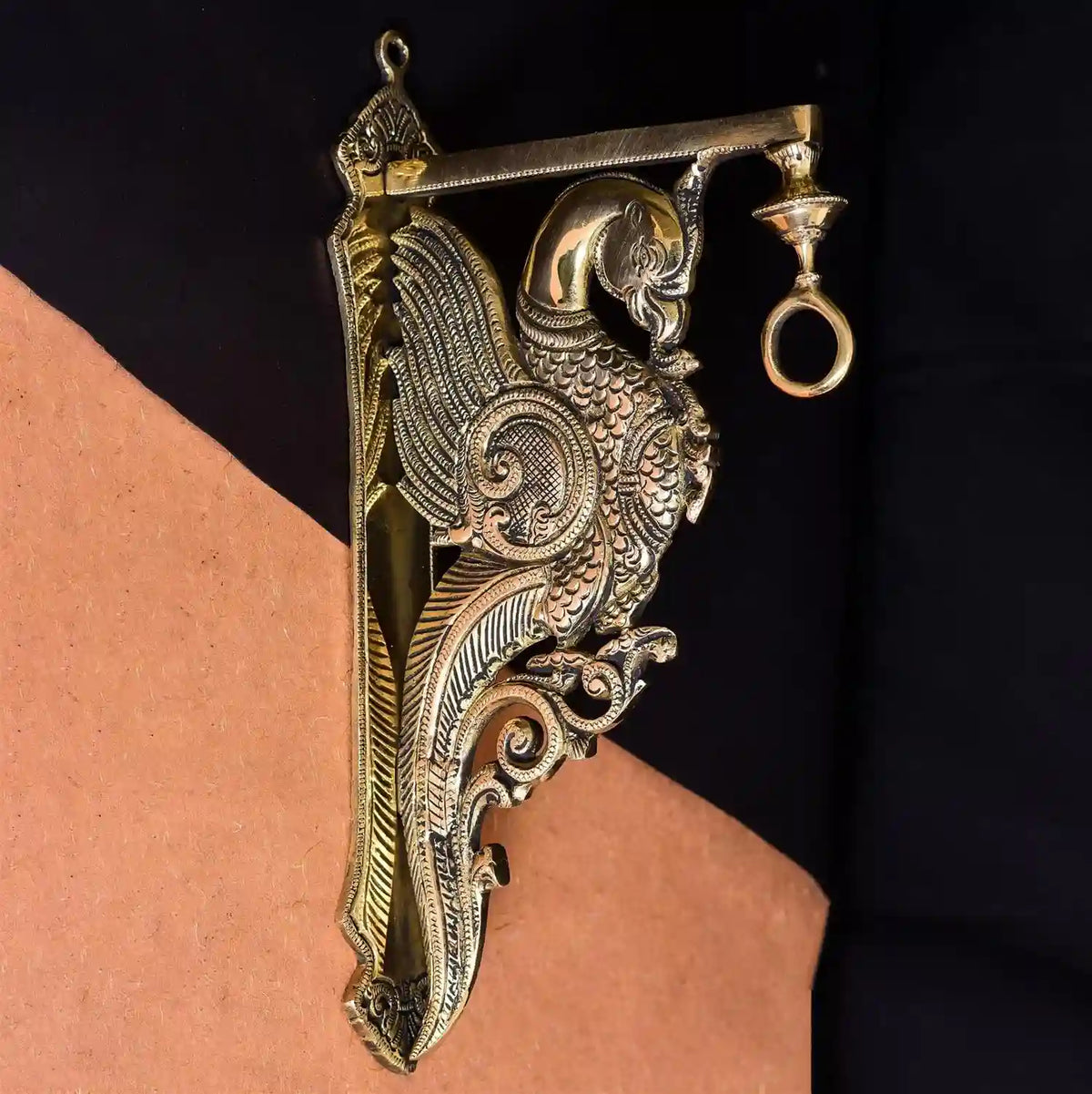 Brass Peacock Wall Mount Bracket Vedansh Craft
