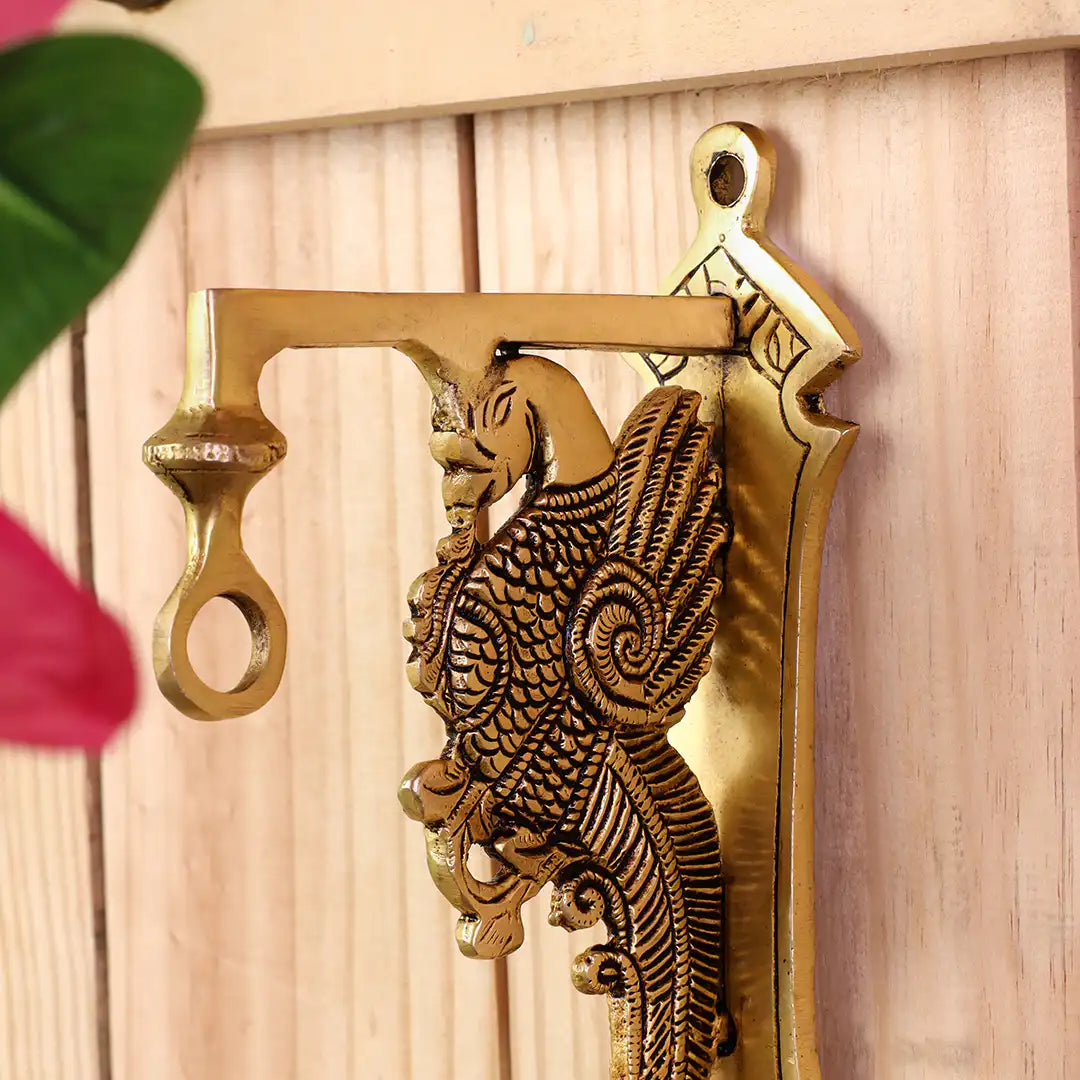 Brass Peacock Wall Mount Bracket Vedansh Craft