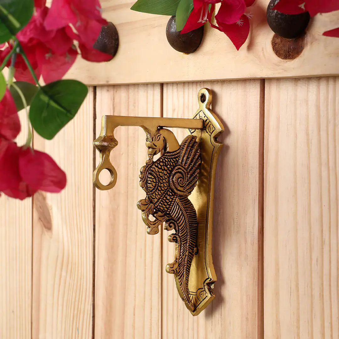 Brass Peacock Wall Mount Bracket Vedansh Craft