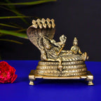 Brass Vishnu With Lakshmi On Sheshnaag Statue (4.8 Inch) Vedansh Craft