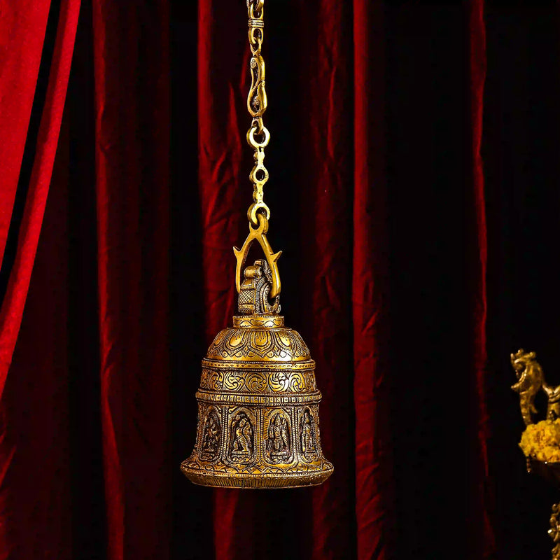 Brass Dashavatara /Vishnu Wall Hanging Bell (45 Inch) Vedansh Craft
