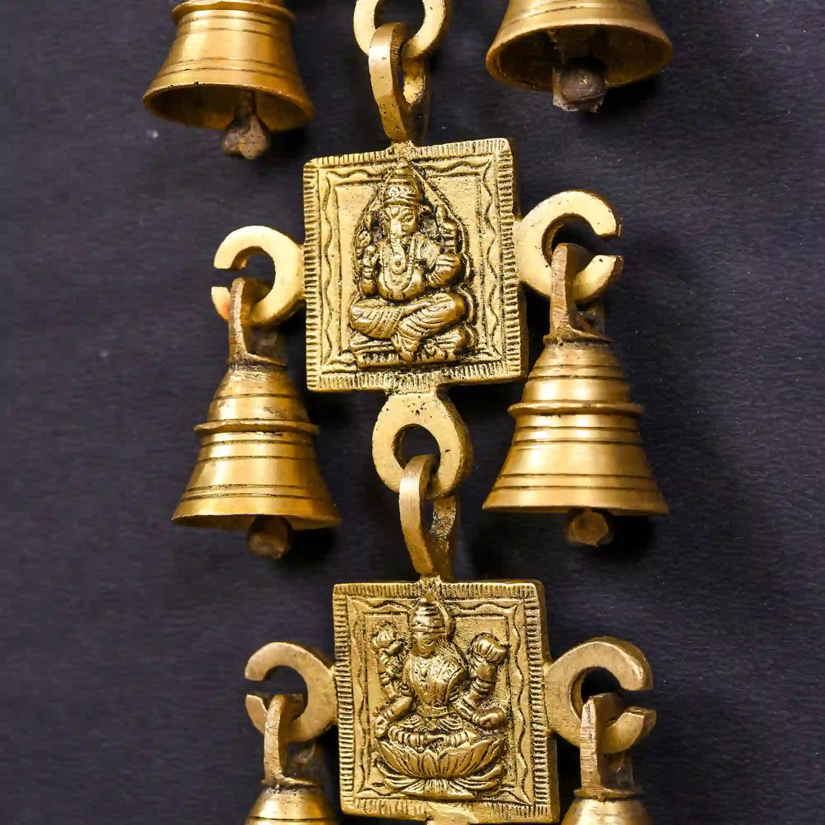 Brass Ganesha Lakshmi Saraswati Shubh And Labh Hanging Bell (19 Inch) Vedansh Craft
