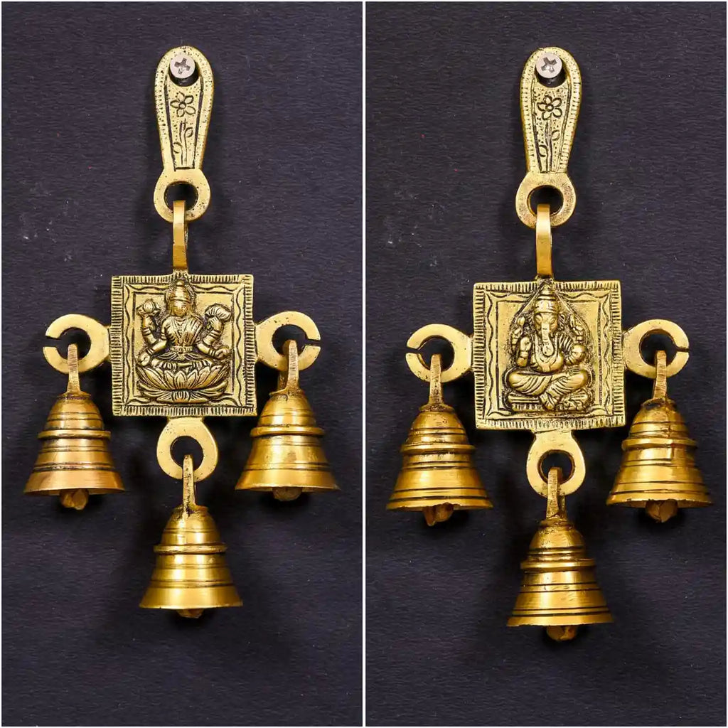Brass Ganesha And Lakshmi Hanging Bell (7 Inch) Vedansh Craft
