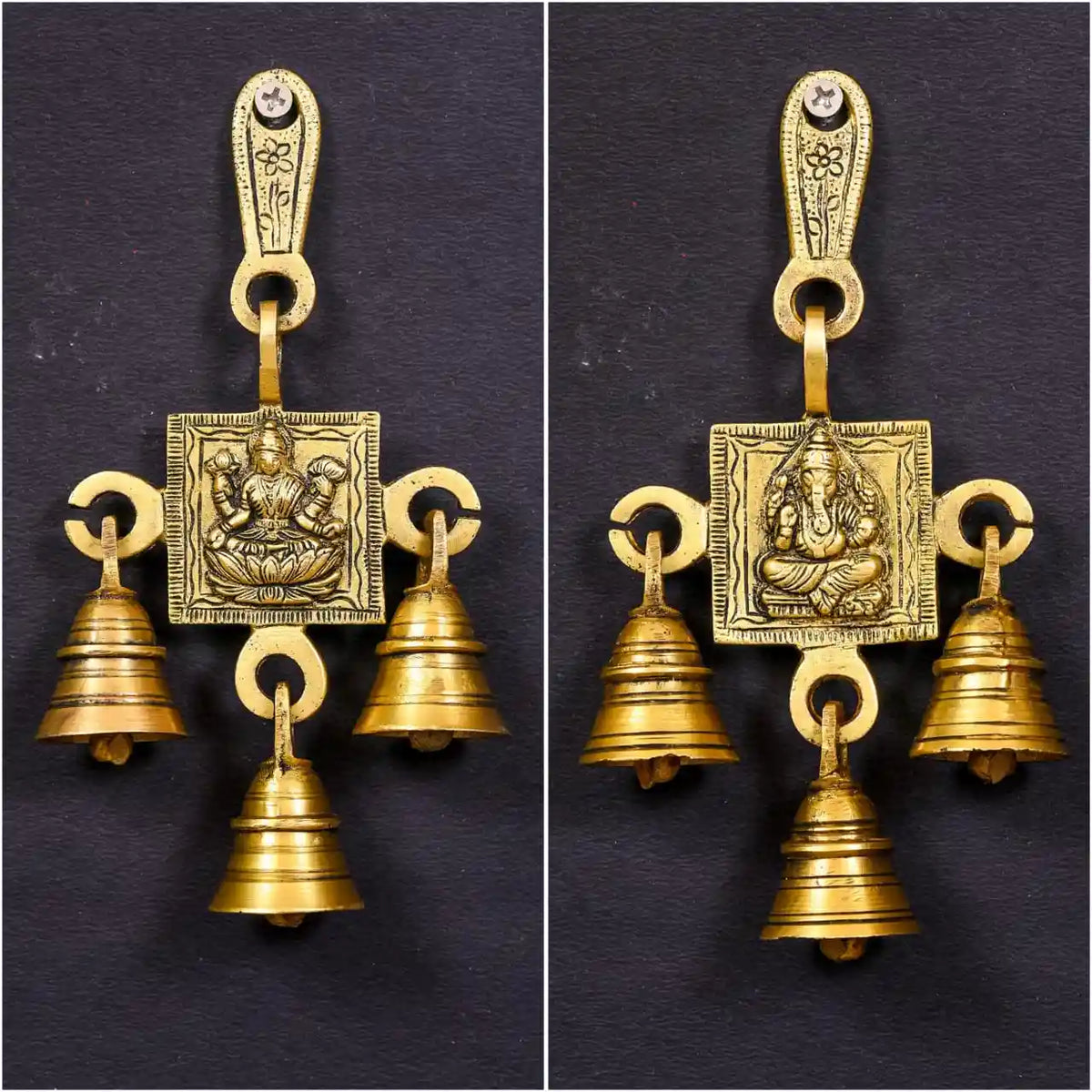 Brass Ganesha And Lakshmi Hanging Bell (7 Inch) Vedansh Craft