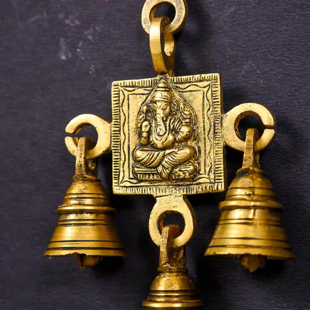 Brass Ganesha And Lakshmi Hanging Bell (7 Inch) Vedansh Craft