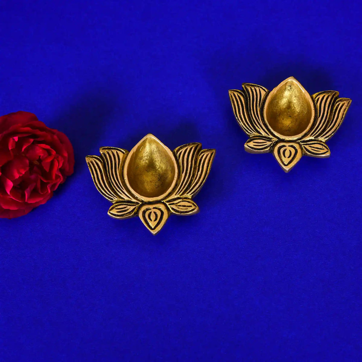 Brass Lotus Flower Diya Pair Vedansh Craft