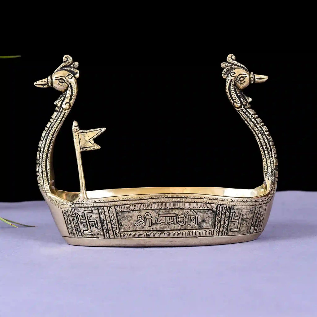Brass Swan Boat Showpiece (6.5 Inch) Vedansh Craft