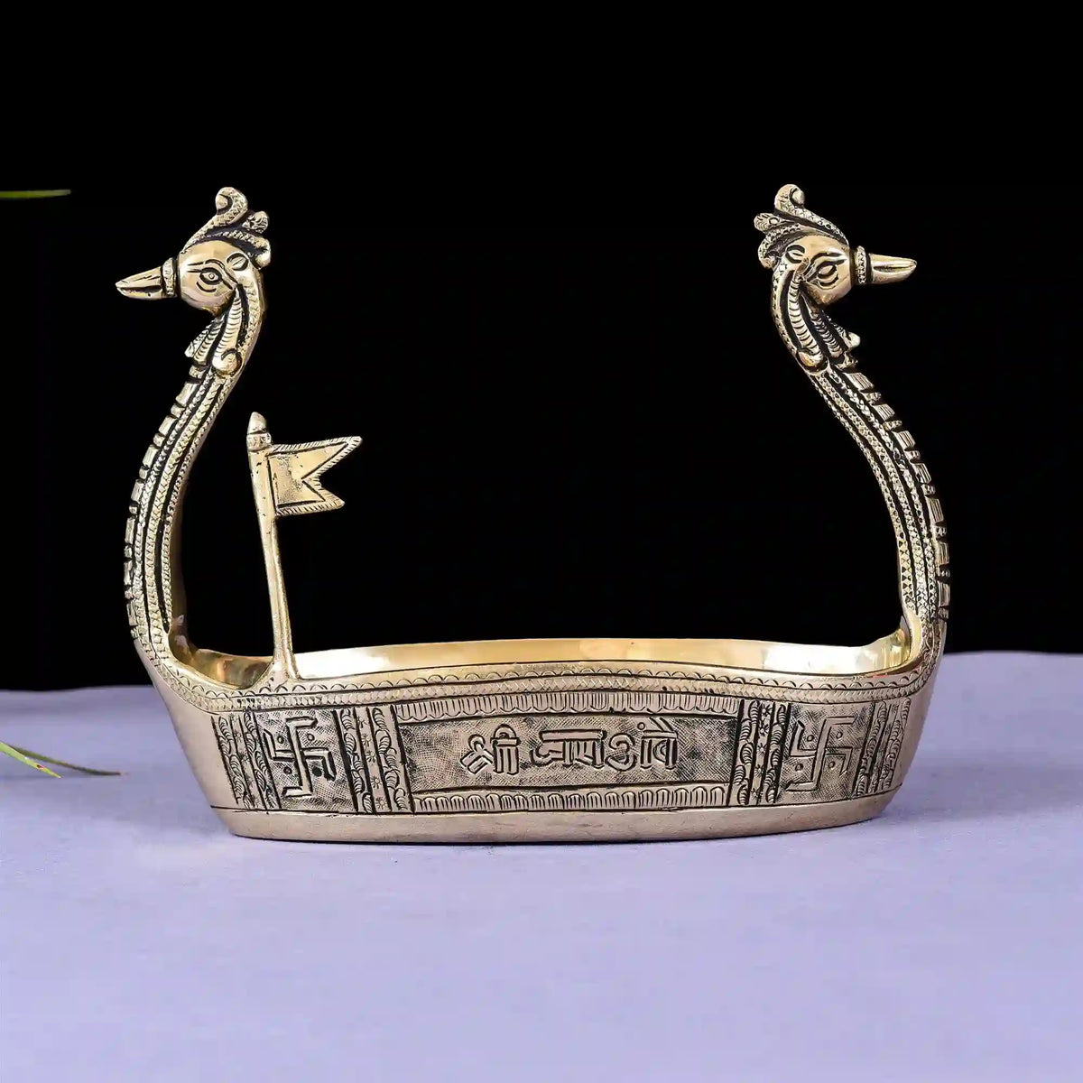 Brass Swan Boat Showpiece (6.5 Inch) Vedansh Craft