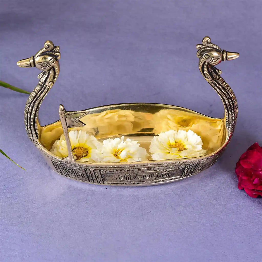 Brass Swan Boat Showpiece (6.5 Inch) Vedansh Craft