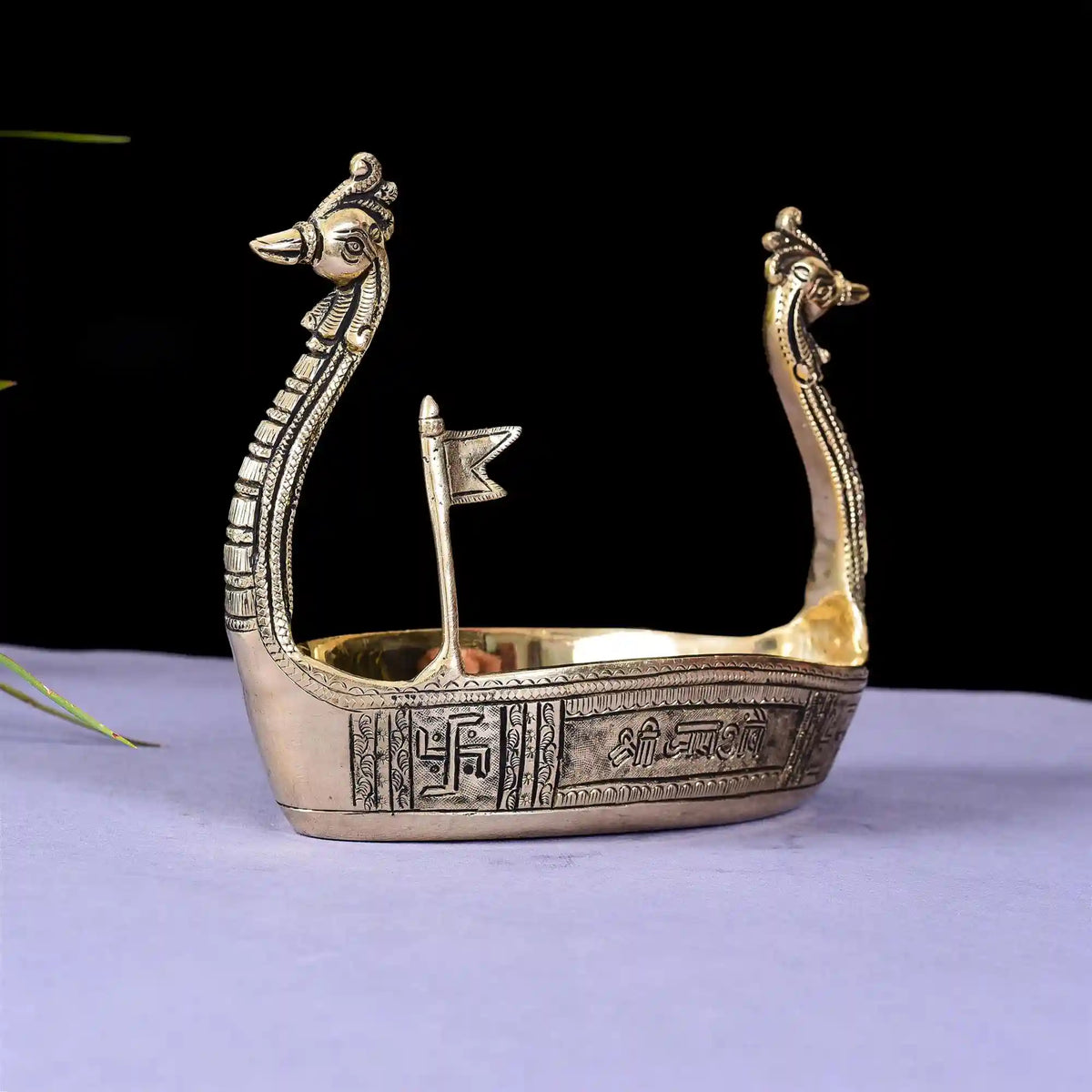 Brass Swan Boat Showpiece (6.5 Inch) Vedansh Craft