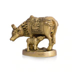 Brass Kamdhenu Cow With Calf Idol (4 Inch) Vedansh Craft