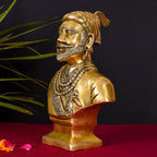Brass Chatrapati Shivaji Maharaj Bust Sculpture (12 Inch) Vedansh Craft