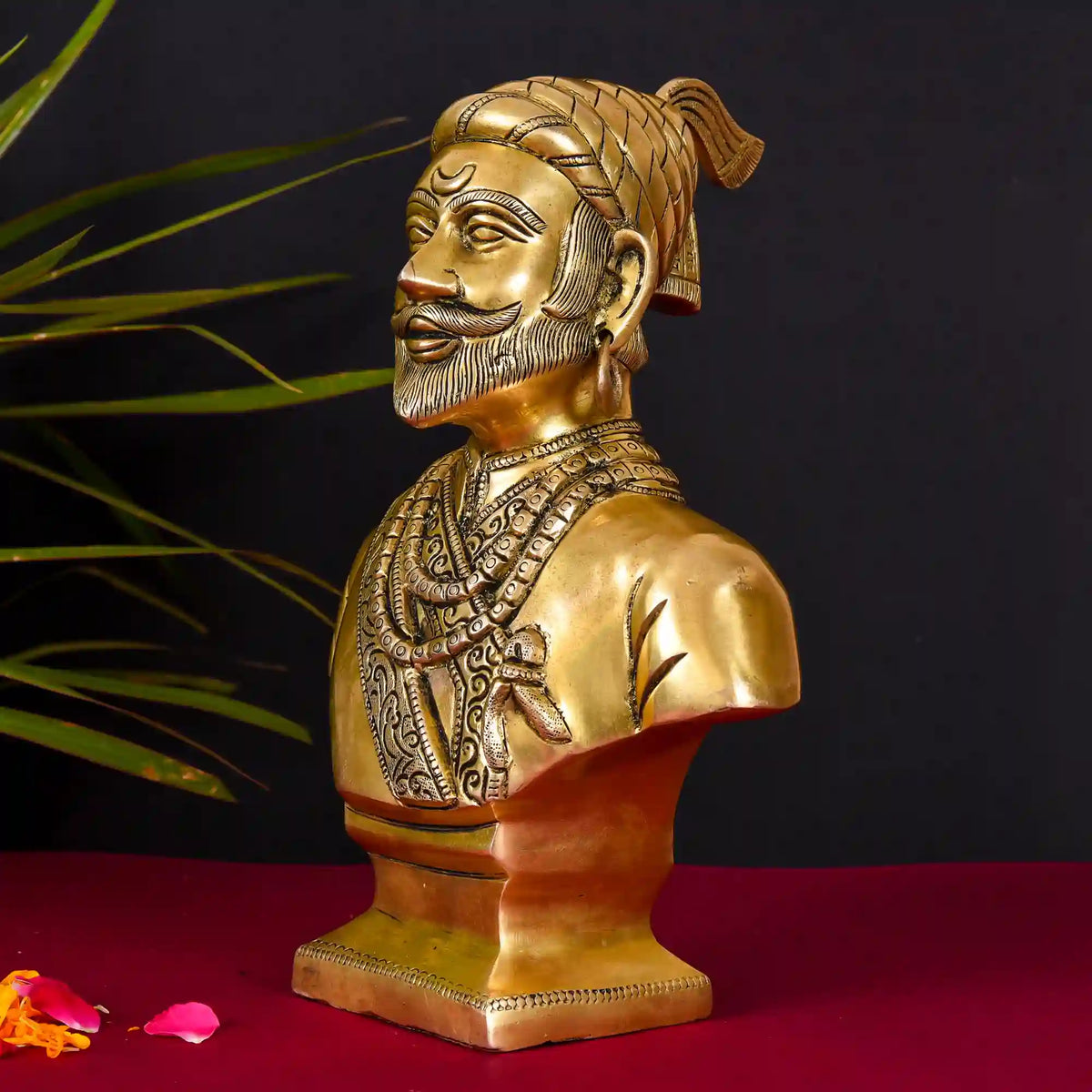 Brass Chatrapati Shivaji Maharaj Bust Sculpture (12 Inch) Vedansh Craft