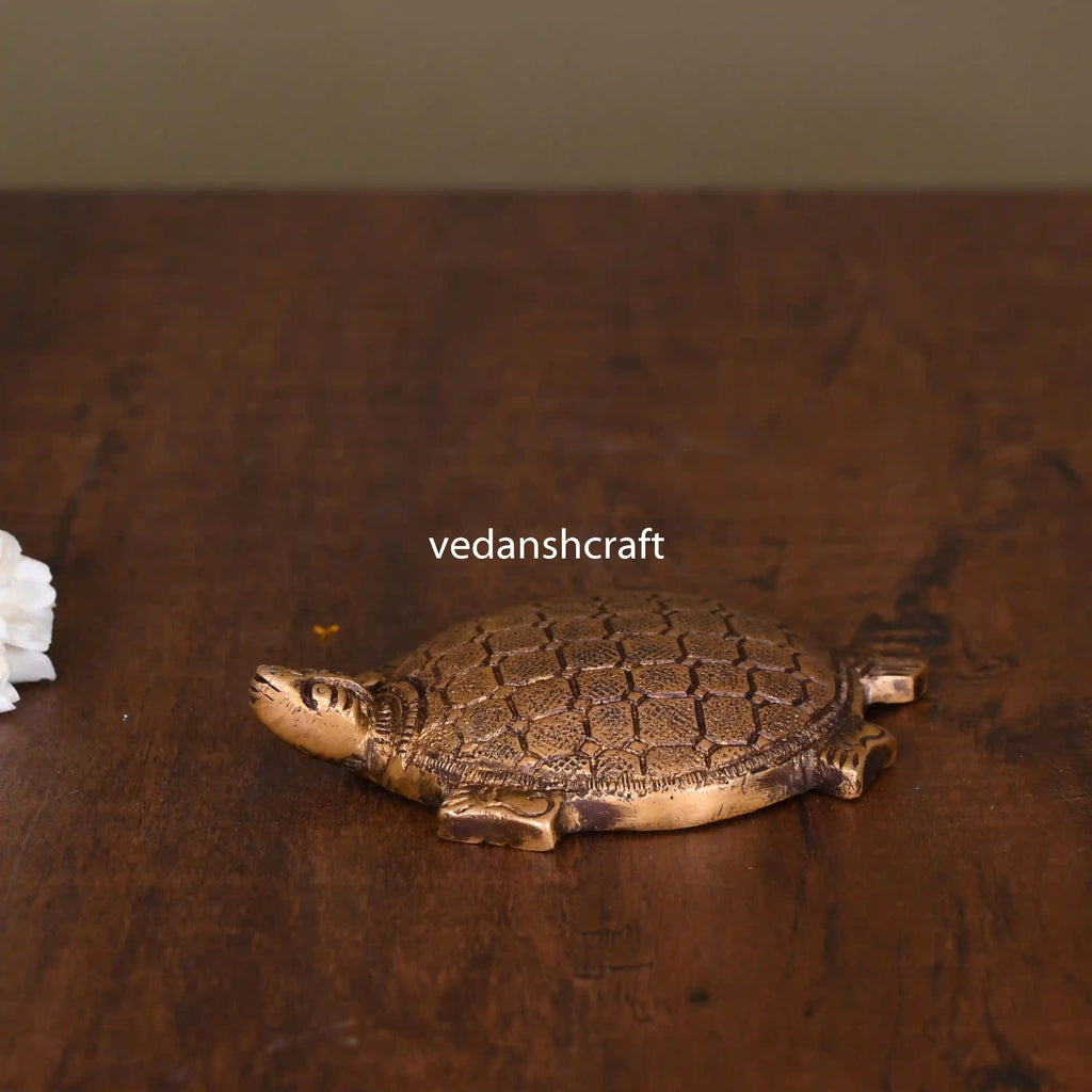 Brass Tortoise Figuruine Vastu/Feng Shui (0.5 Inch) Vedansh Craft