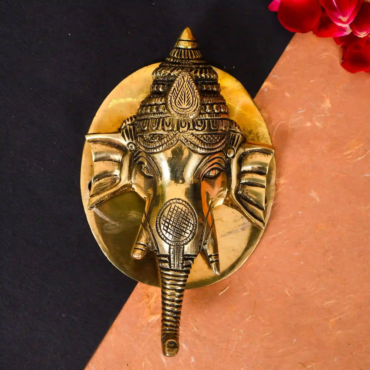 Brass Ganesha Face Door Knocker (7 Inch) Vedansh Craft