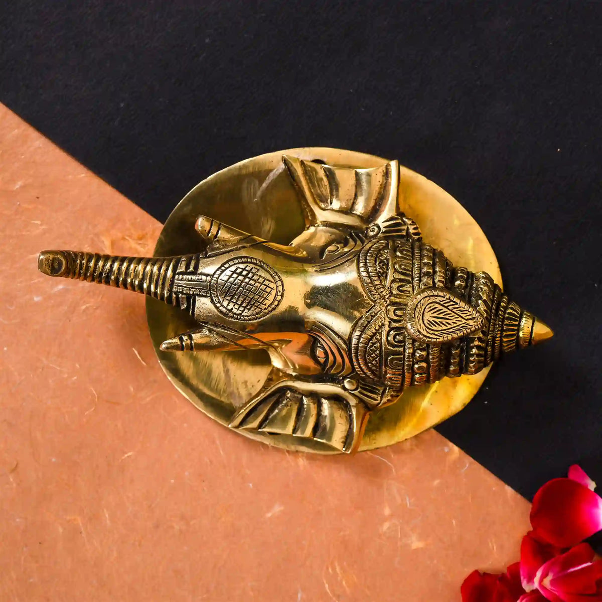 Brass Ganesha Face Door Knocker (7 Inch) Vedansh Craft