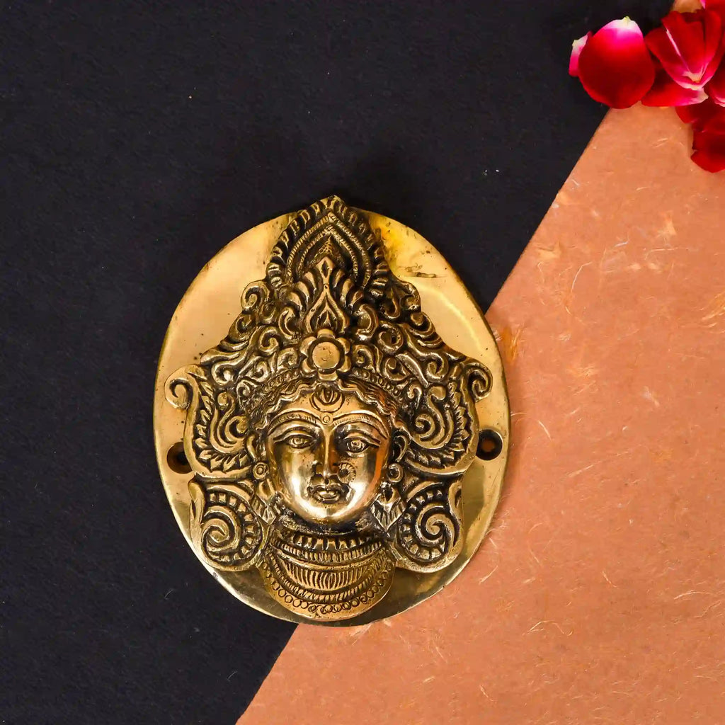 Brass Durga Face Door Knocker (5 Inch) Vedansh Craft