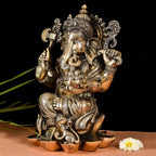Brass Lotus Sitting Ganesha Idol (17 Inch) Vedansh Craft