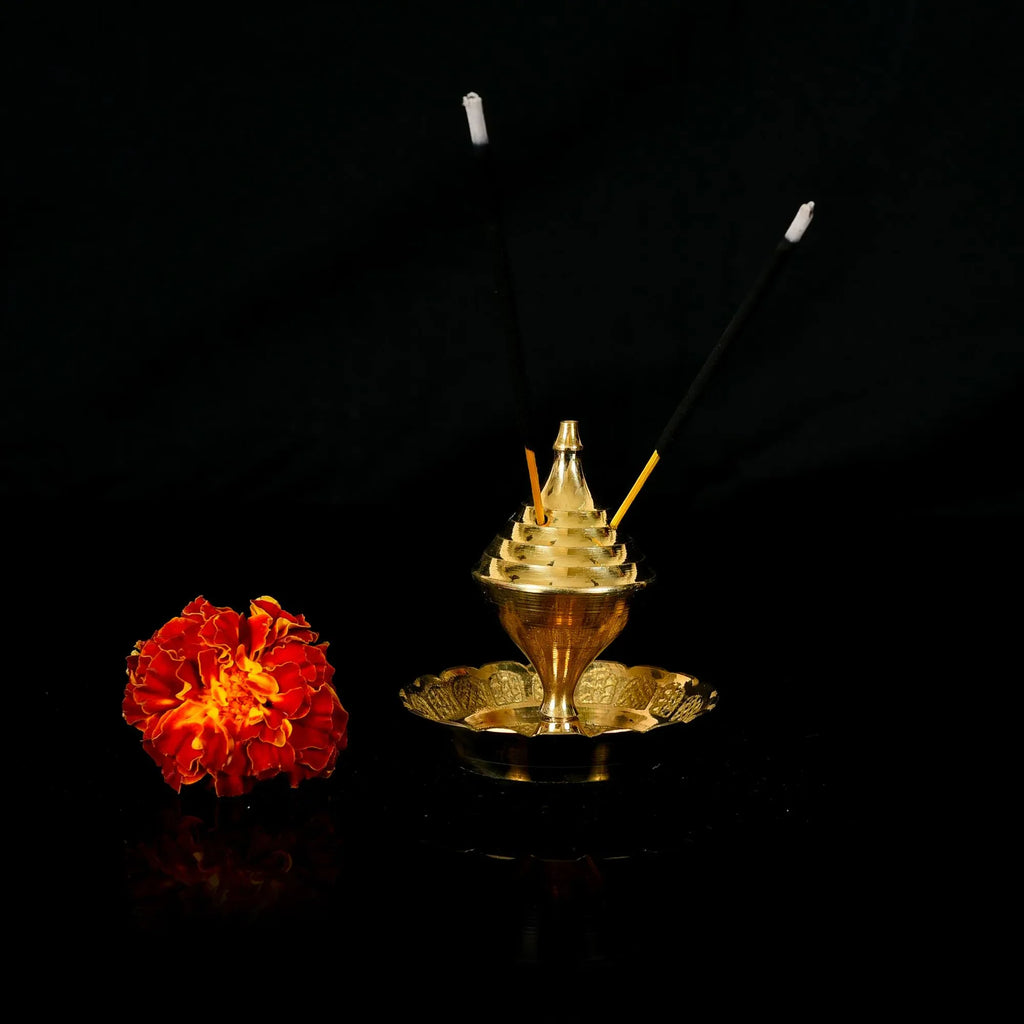 Brass Incense Holder/Agardan Pair (2.5 Inch) Vedansh Craft