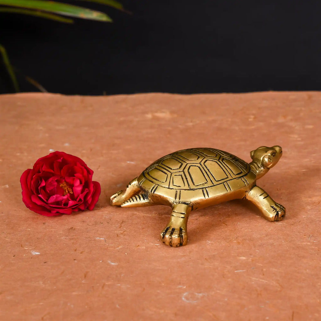 Brass Tortoise Figuruine For Vastu/Feng Shui (1.5 Inch) Vedansh Craft