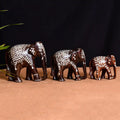 Wooden Inlay Elephant Family Set Vedansh Craft