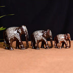 Wooden Inlay Elephant Family Set Vedansh Craft