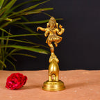 Brass Superfine Statue Of Lord Dancing Ganesha (7 Inch) Vedansh Craft