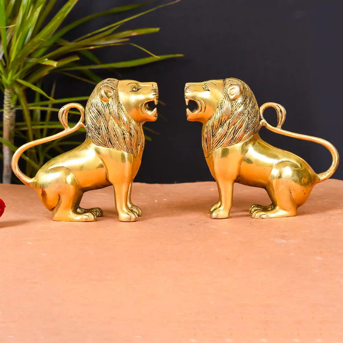 Brass Lion Statue Pair Home Decor Vedansh Craft