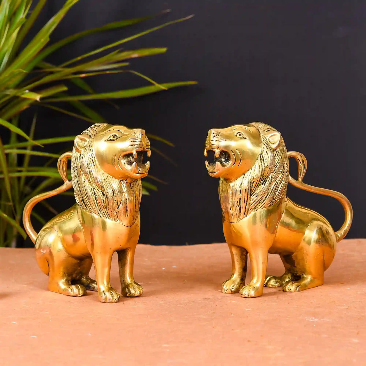 Brass Lion Statue Pair Home Decor Vedansh Craft