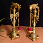 Brass Superfine Majestic Parrot Diya Pair (16.5 Inch) Vedansh Craft