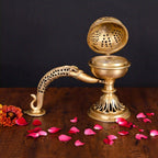 Brass Dhoop Dani & Incense Holder With Handle (8 Inch) Vedansh Craft