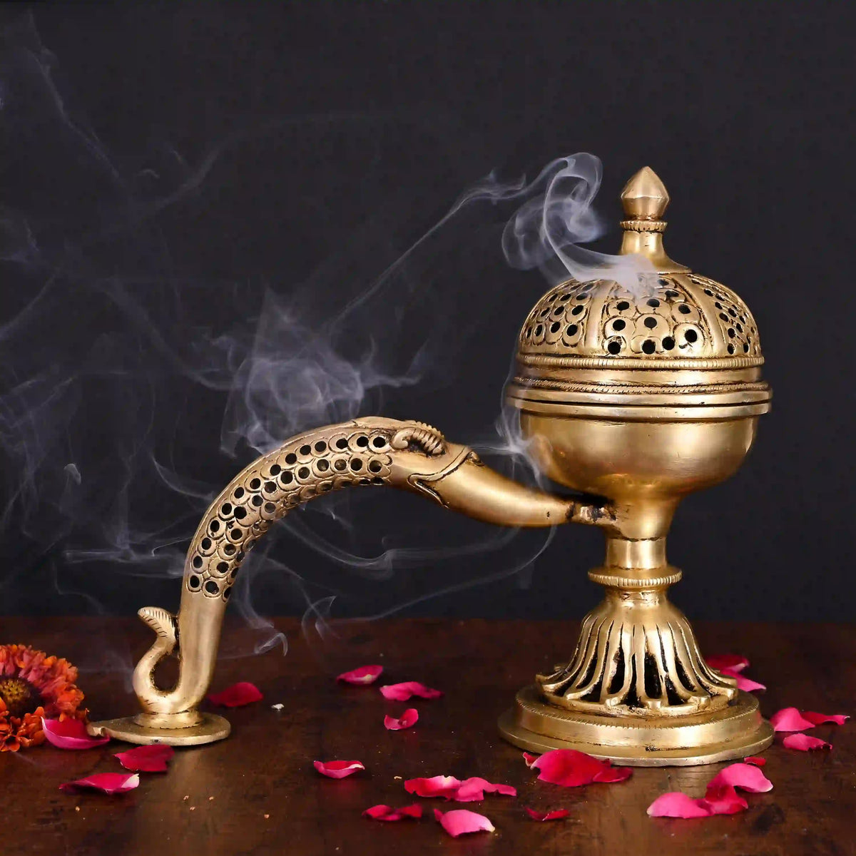 Brass Dhoop Dani & Incense Holder With Handle (8 Inch) Vedansh Craft