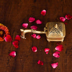 Brass Dhoop Dani & Incense Holder With Handle (3 Inch) Vedansh Craft