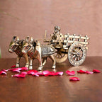 Brass Double Bullock Cart (4 Inch) Vedansh Craft