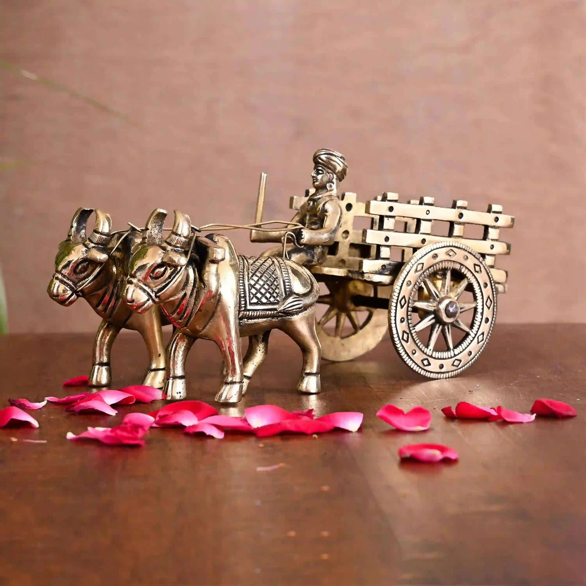 Brass Double Bullock Cart (4 Inch) Vedansh Craft