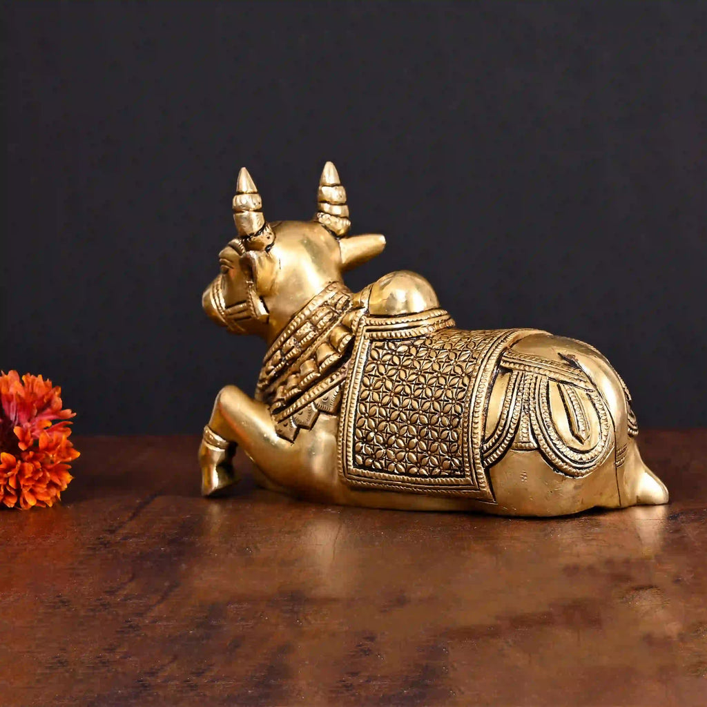 Brass Sitting Nandi Idol (5 Inch) Vedansh Craft