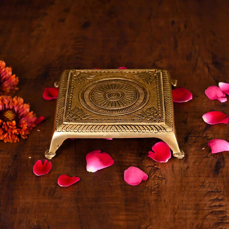 Brass Pooja Chowki (1.5 Inch) Vedansh Craft