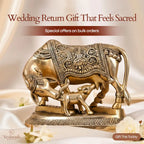 Brass Kamdhenu Cow With Calf Idol (5 Inch) Vedansh Craft