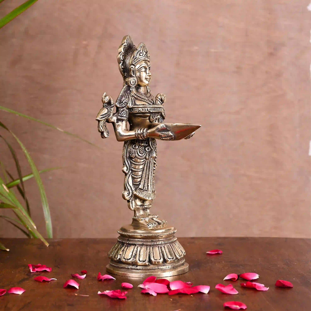 Brass Standing Deep Lakshmi Idol (9.2 Inch) Vedansh Craft