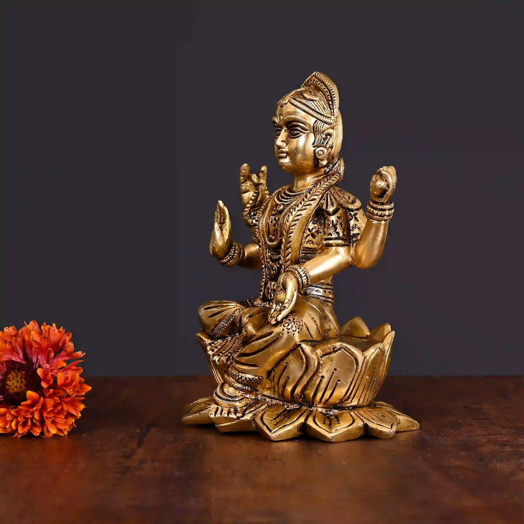 Brass Superfine Bala Tripurasundari Idol On Lotus (7 Inch) Vedansh Craft