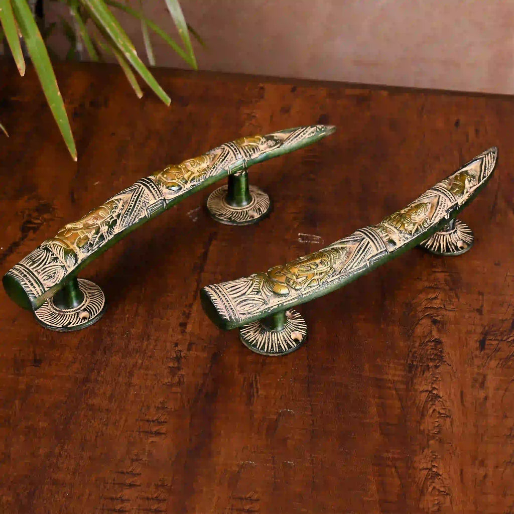 Brass Ganesha Door Handle Pair (10.5 Inch) Vedansh Craft