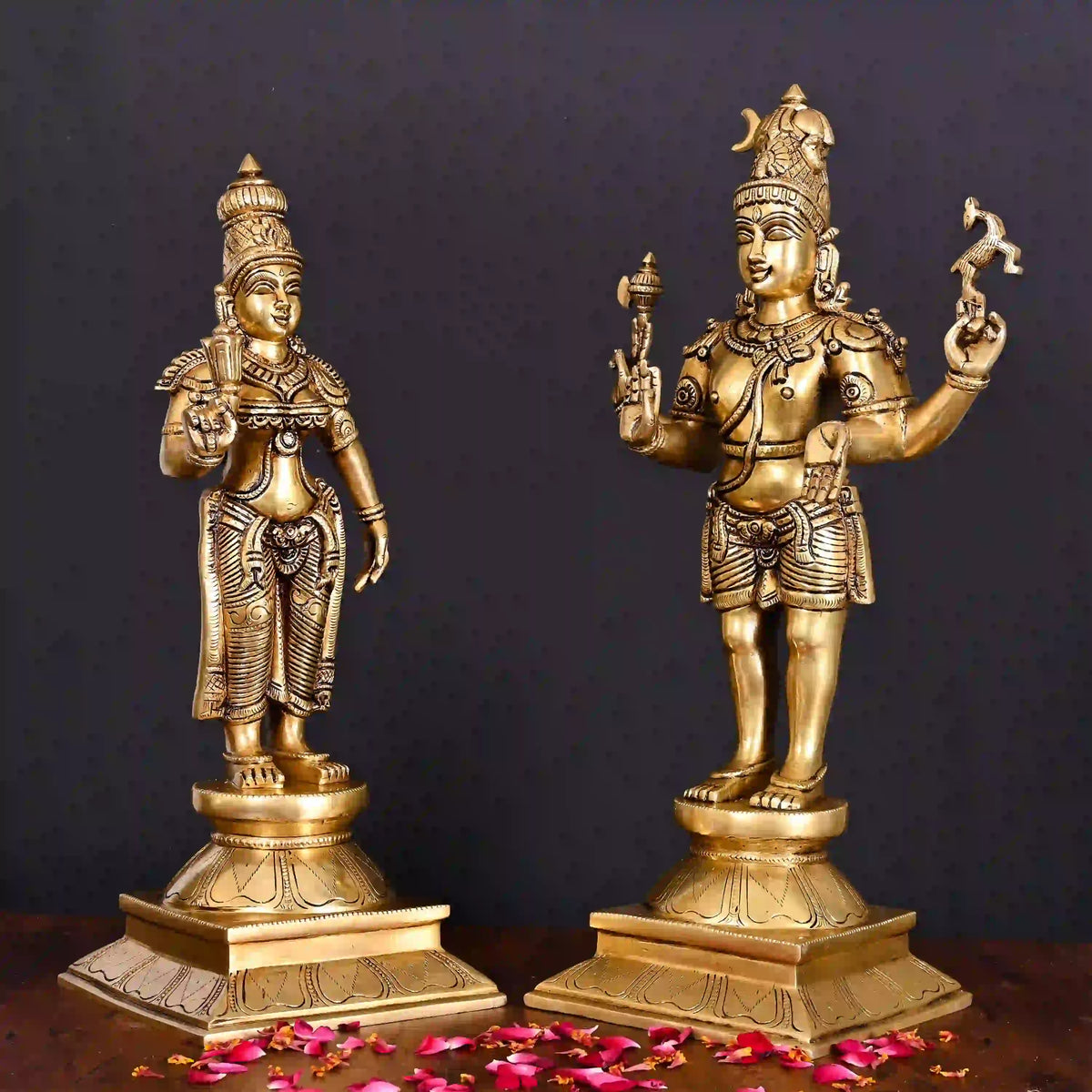 Brass Standing Shiva Parvati Superfine Idols Vedansh Craft