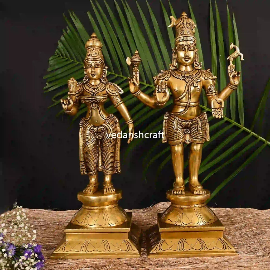 Brass Standing Shiva Parvati Superfine Idols Vedansh Craft