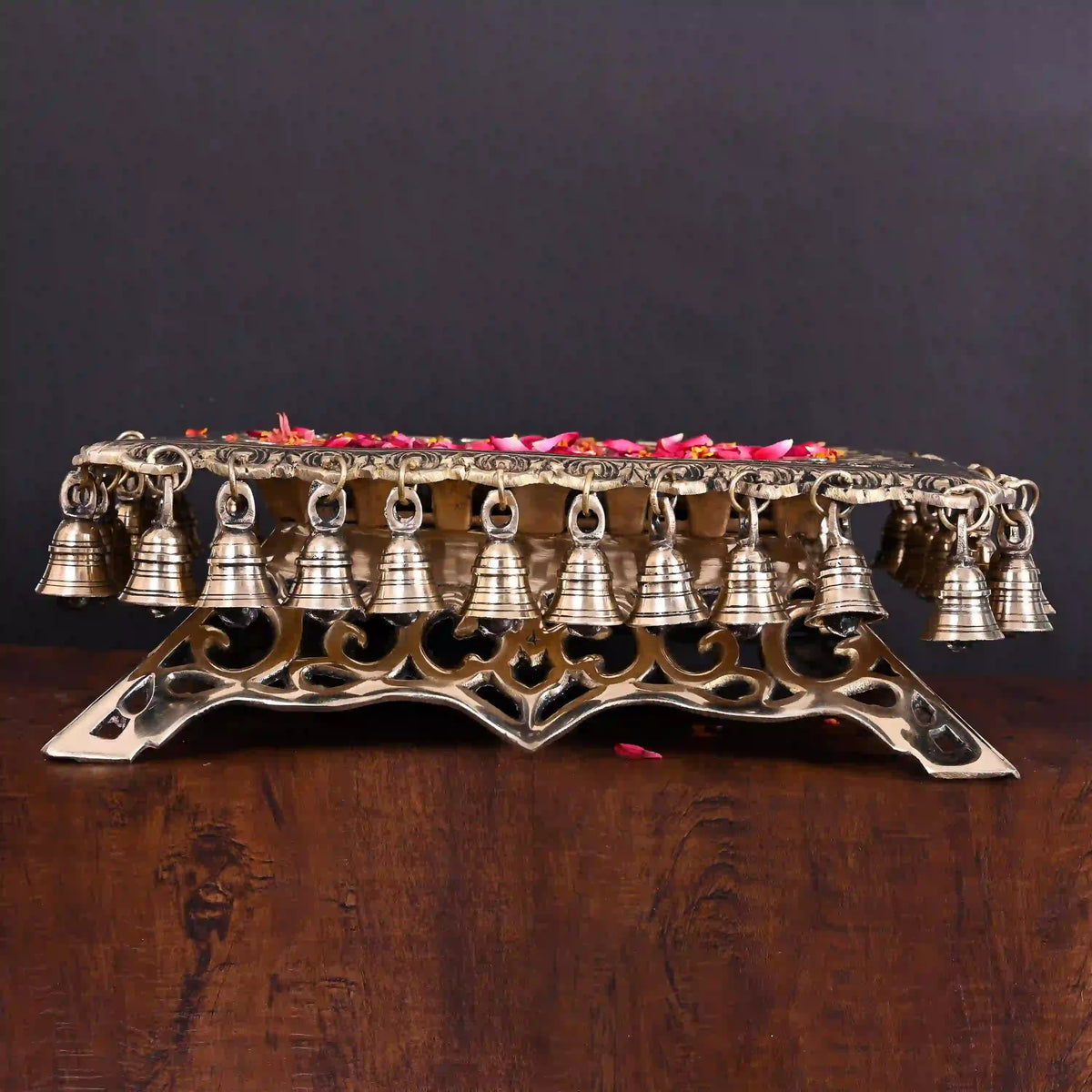 Brass Chowki With 40 Hanging Bells (5 Inch) Vedansh Craft