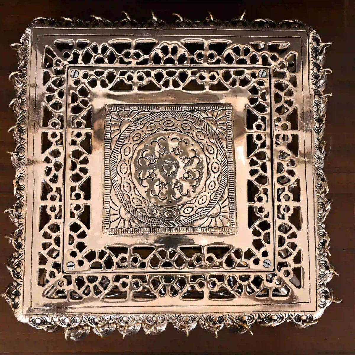 Brass Chowki With 40 Hanging Bells (5 Inch) Vedansh Craft