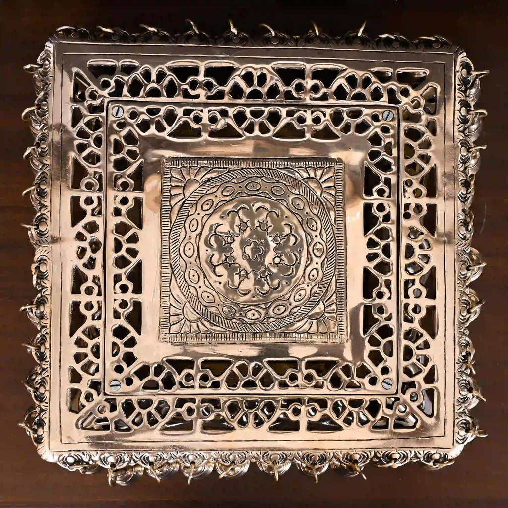 Brass Chowki With 40 Hanging Bells (5 Inch) Vedansh Craft