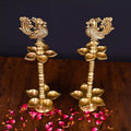 Brass Peacock Ten Petal Diya/Lamp Pair (13 Inch) Vedansh Craft