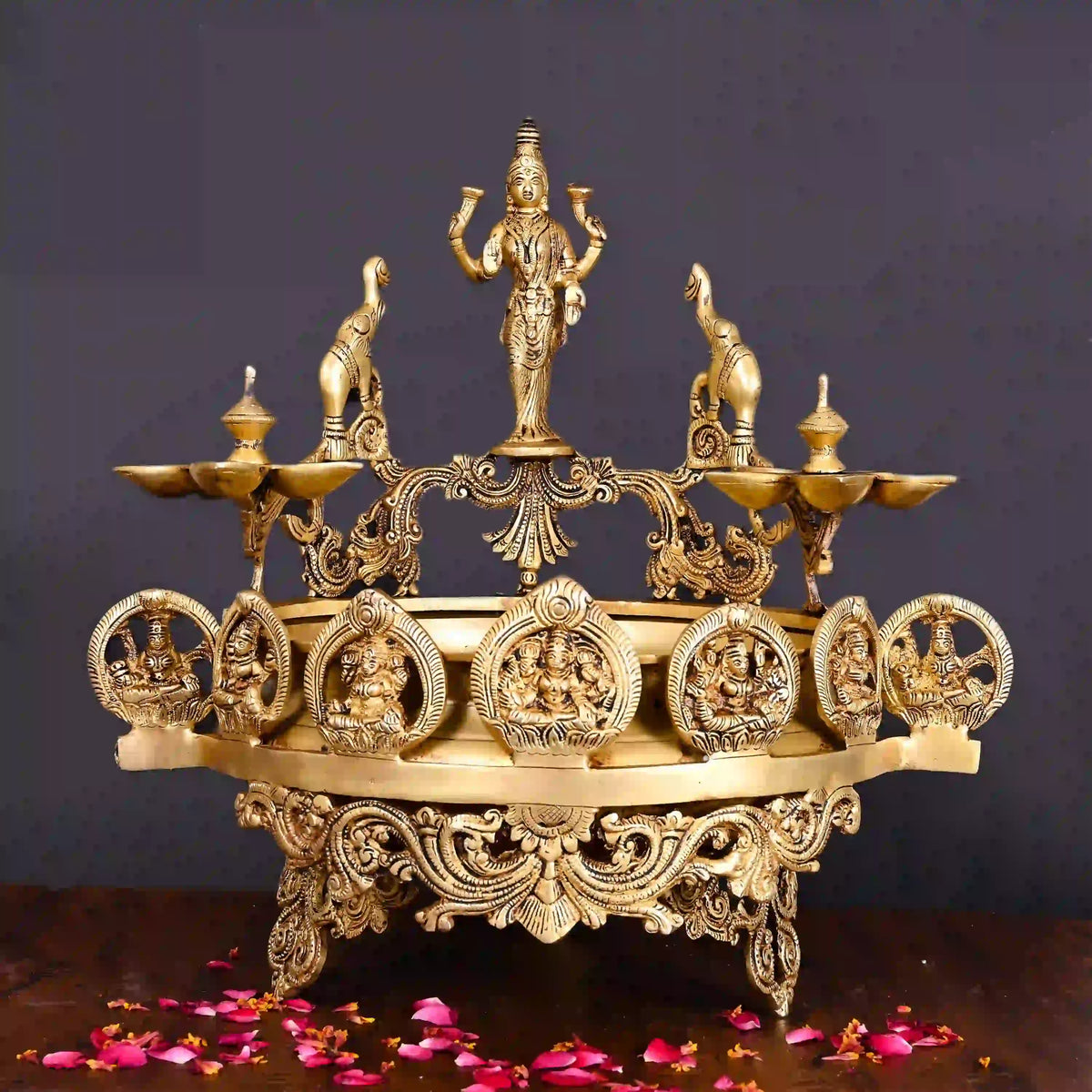 Brass Traditional Ashtalakshmi Urli (16 Inch) Vedansh Craft