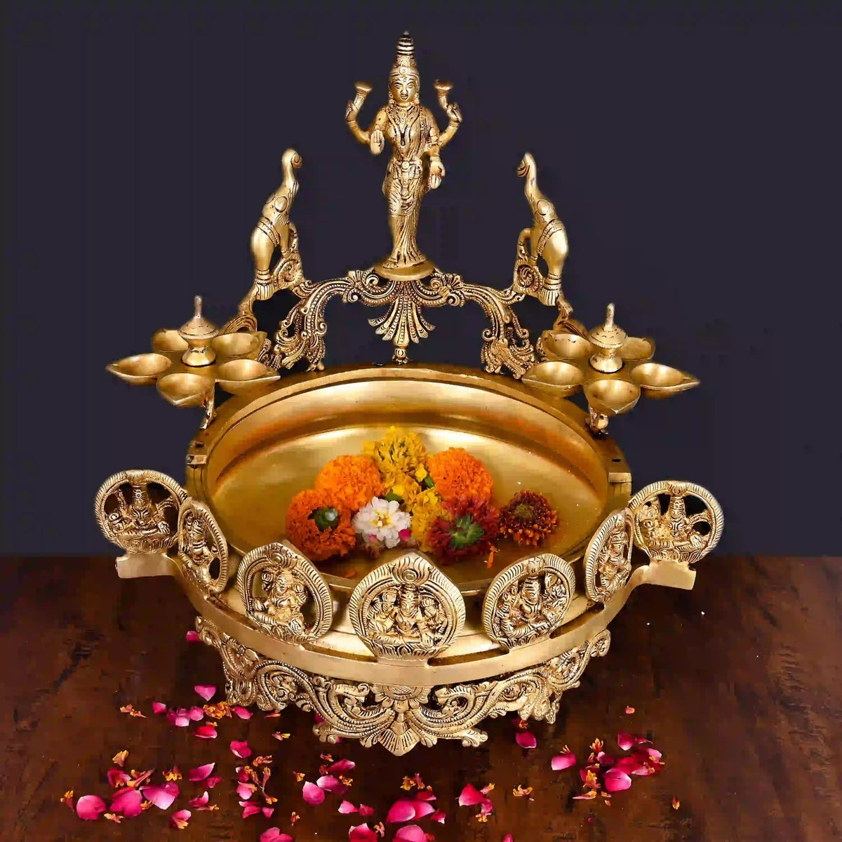 Brass Traditional Ashtalakshmi Urli (16 Inch) Vedansh Craft